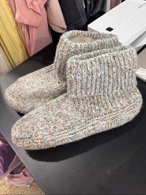 Bombas Cream Speckled Knit Slipper Socks